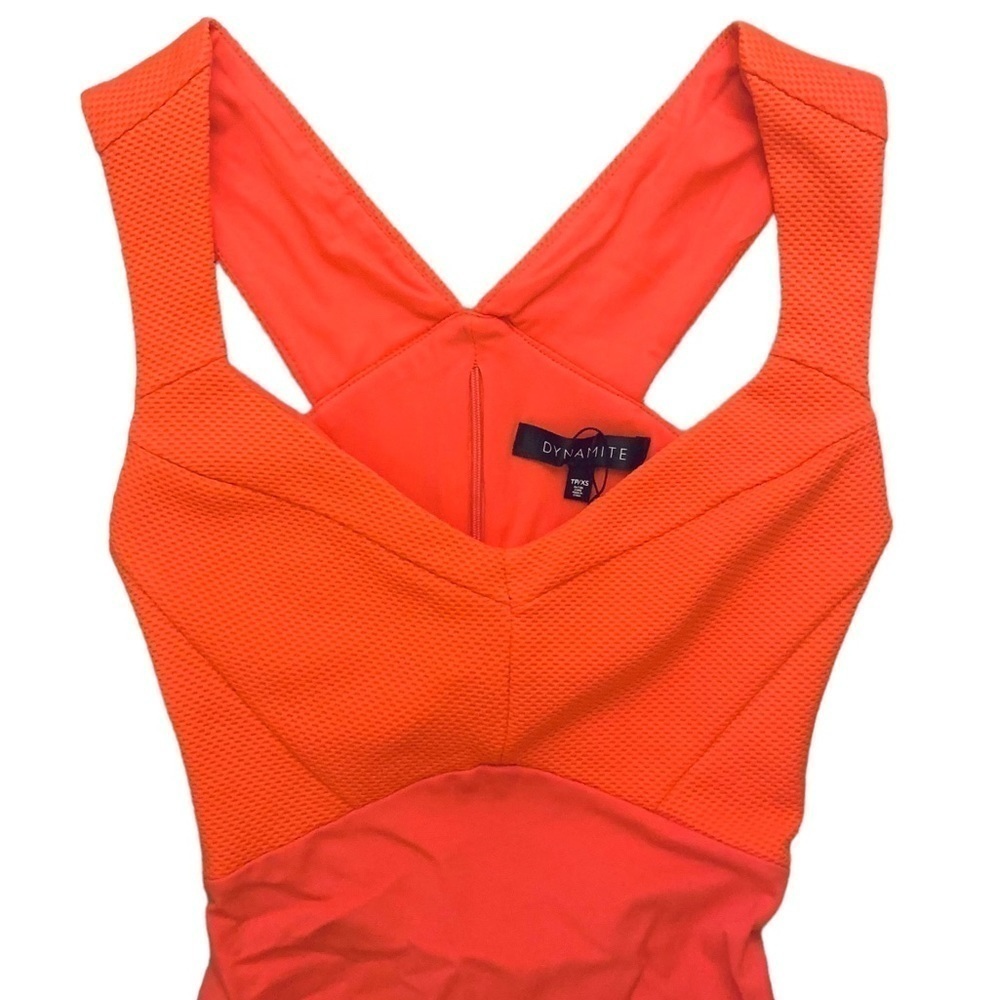 Dynamite hot orange red bodycon mini dress with criss cross back size XS​​​​​​ - Picture 4 of 8